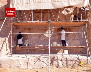 اجرای پوشش حفاظتی بر روی گنبدهای آجری کاخ ساسانی سروستان